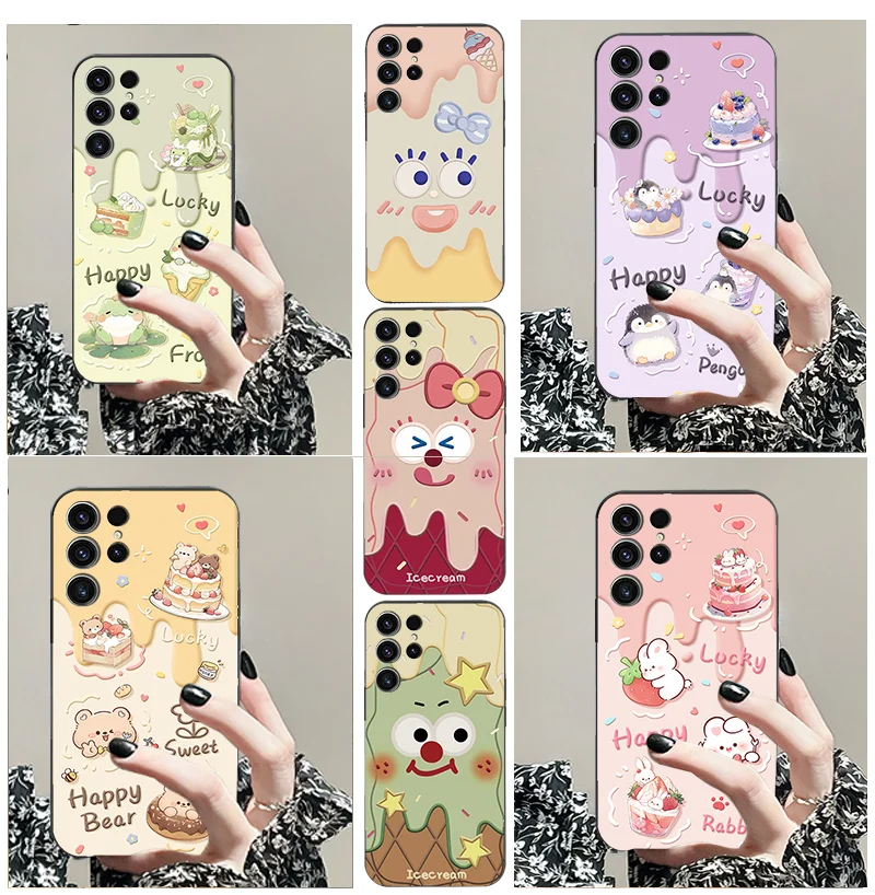 

for Galaxy S 24 23 22 21 Samsung 20 11 lite FE PLUS Ultra PRO 4 G 5 Black soft phone case tpu Suitable for girls patterns