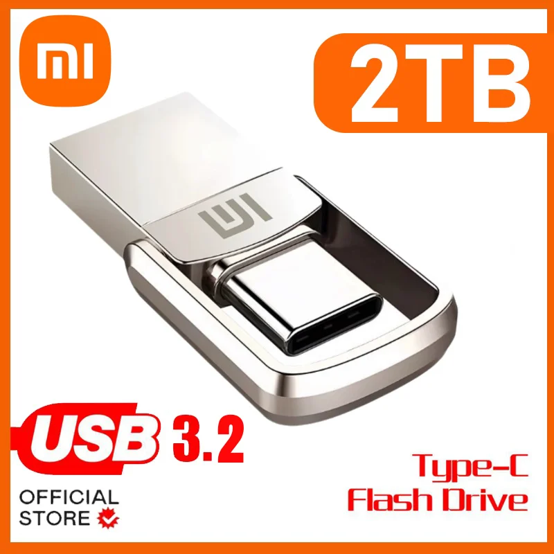 Xiaomi-USB 2テラバイトフラッシュドライブ,otgメタルペンドライブ,タイプC高速ペンドライブ,ミニフラッシュドライブ,防水メモリスティック,USB 3.2