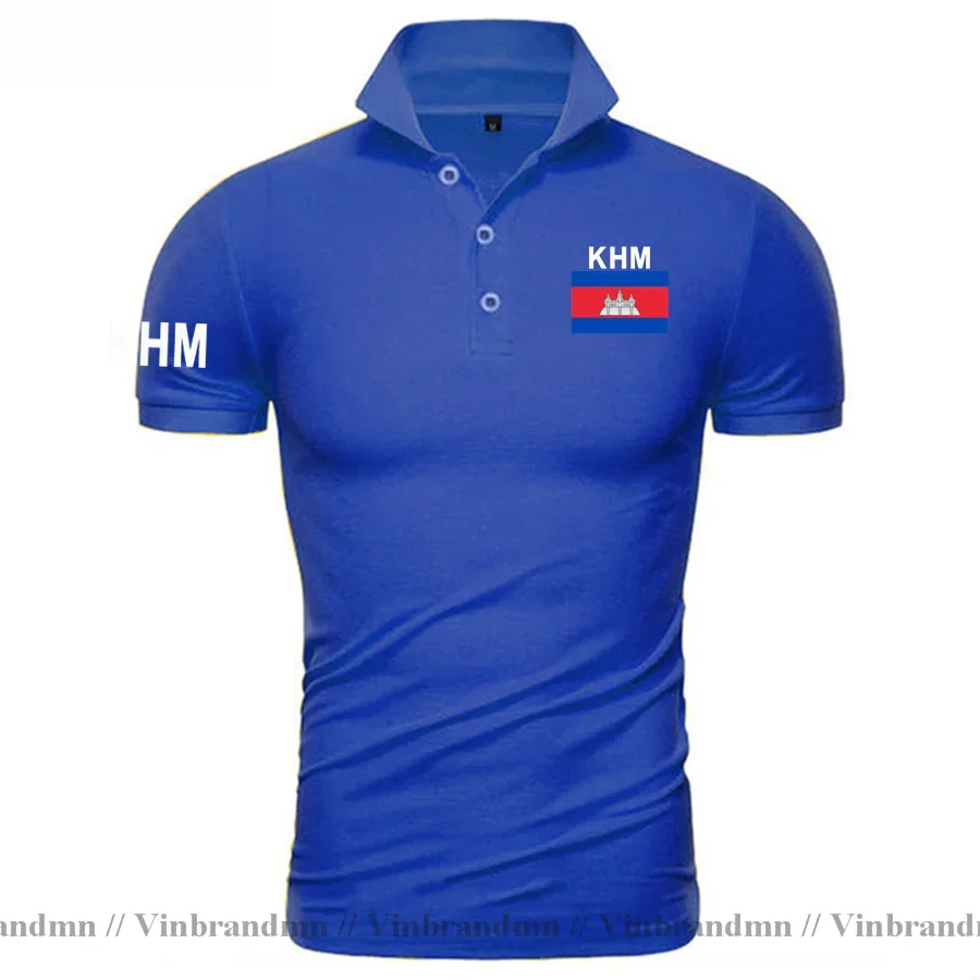 Cambodia Kampuchea Polo Shirts Men Short Sleeve Classic Brands Printed For Country 100% Cotton Nation Team KHM Cambodian Khmer view 2