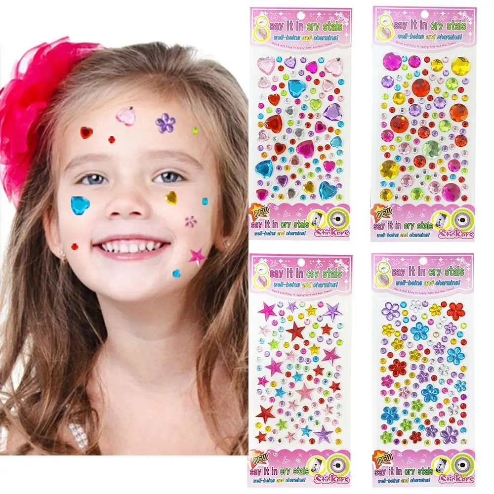 107pcs 3D Children Diamond Sticker Self Adhesive Jewel Crafts Children Gem Stickers Acrylic Diamond Crystal Sticker