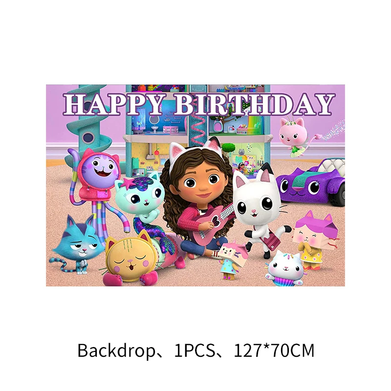 غابي دمية القطط زينة عيد الميلاد مجموعة أدوات المائدة القابل للتصرف كيس القش بالونات خلفية استحمام الطفل لوازم الحفلات