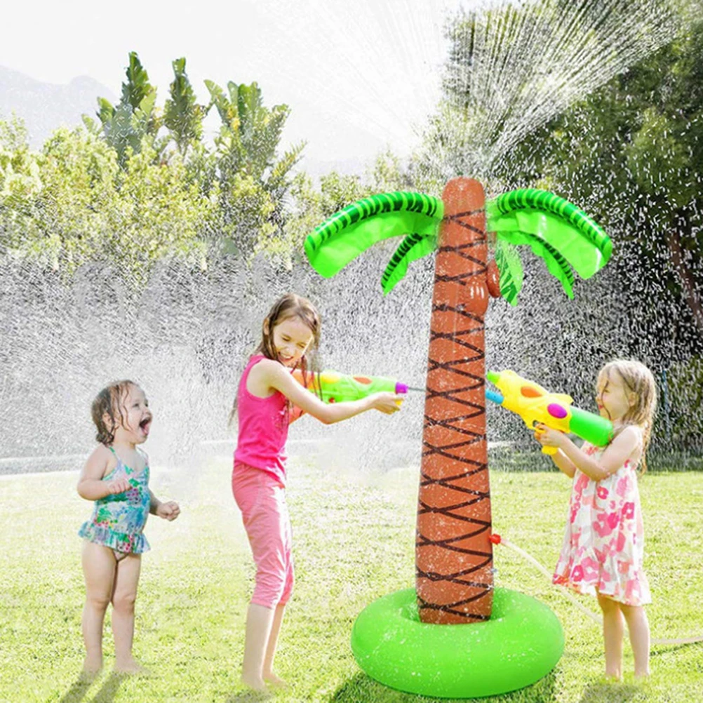 

Inflatable Coconut Tree Water Spray Mat Outdoor Sprinkler Toy Children Summer Beach Fun Prop