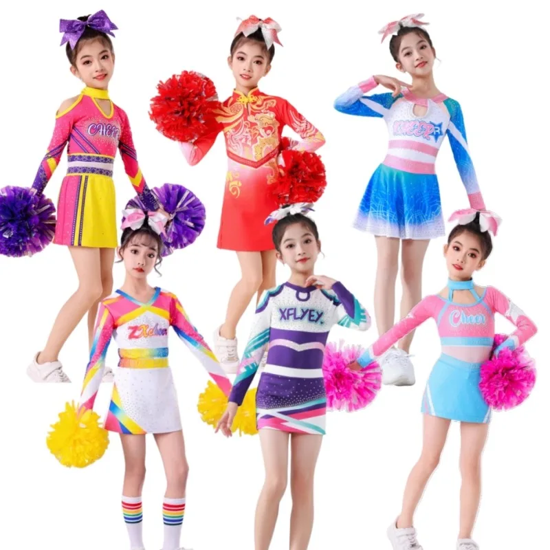 Cheerleading competition dance costume, children's long sleeved cheerleading sports performance costume