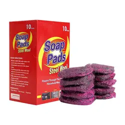 Metal Scouring Pad With Soap 10X Steel Wool Soap Filled Pads Kitchen Cleaning Dishes And Pots Cleaning Pads Pre-Soaped With Rich