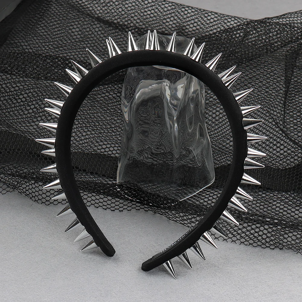 Punk Style Headpiece Exaggerated Rivet Headband Personalized Gothic Headwear Cosplay Halloween Party Costume Props