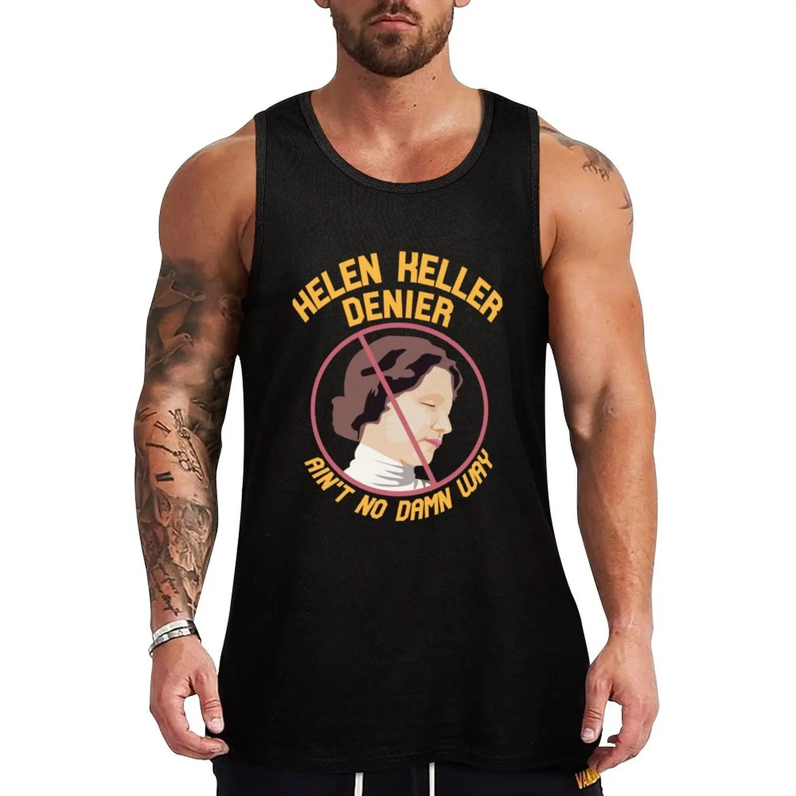 Helen Keller Denier Tank Top Trendy Print Tank Top Fashion Graphic Sleeveless Top