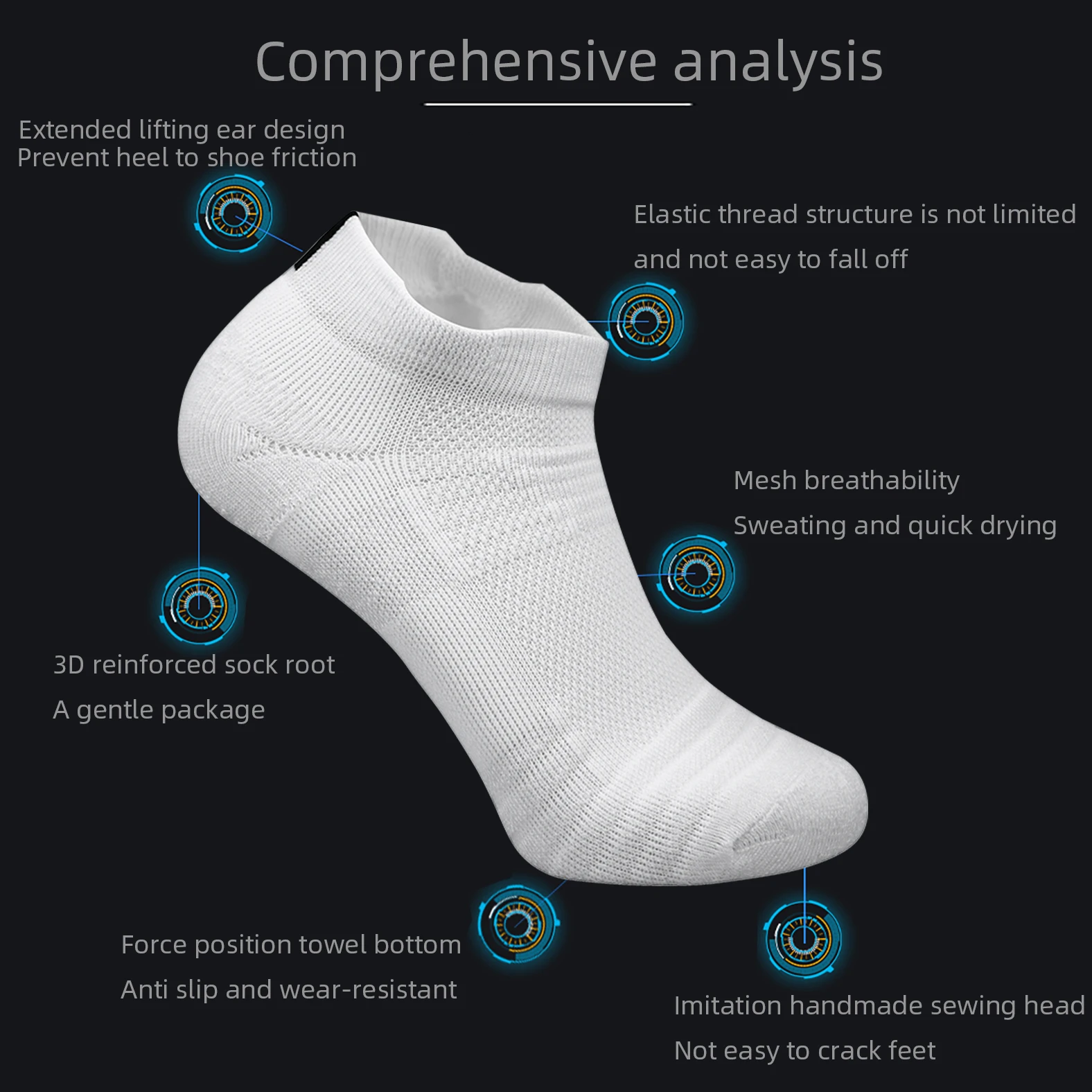 3 Pairs Men\'s Cycling Sport Socks Basketball Running Compression Ankle Sock Black White Anti-slip Bike Bicycle Mtb Cycling Sock