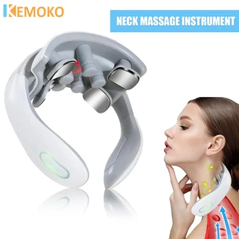 Ems neck massager intelligent charging heating hot pressing magnetic pulse fashion multi-user use portable pulse neck massager