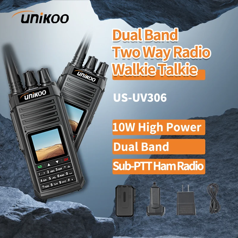 

UNIKOO US-UV306 10W Multi-band Walkie Talkie Air Band Tyep C Charge UHF VHF DTMF FM Wireless Frequency Two Way CB Radio Stations