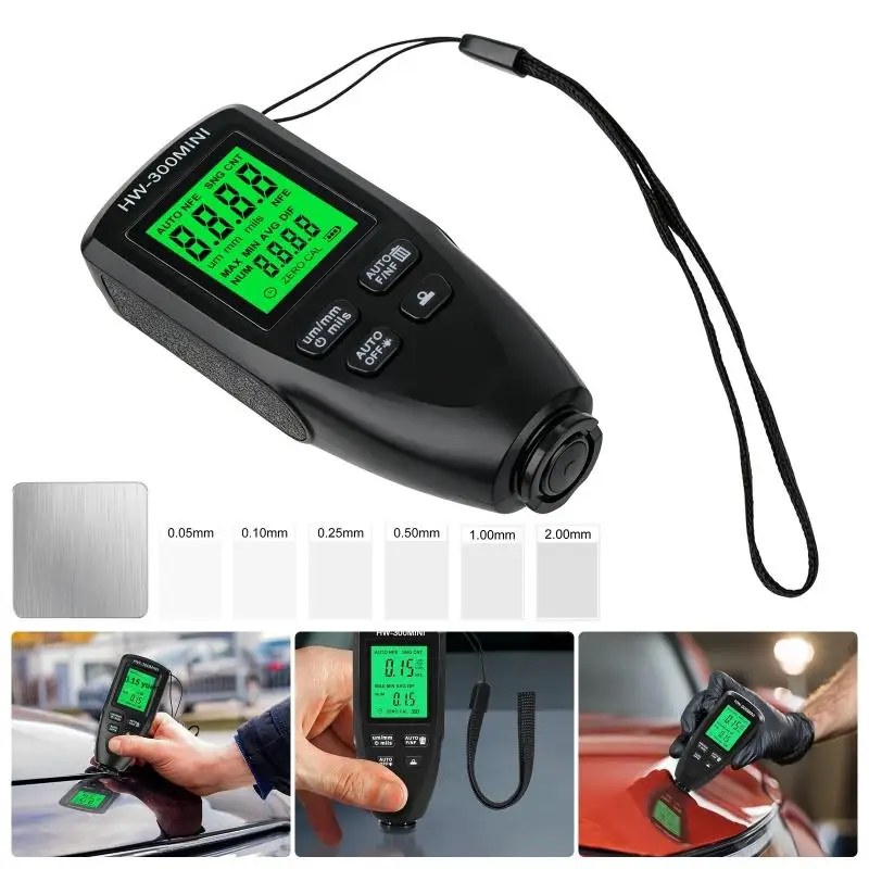 Portable Digital Car Paint Coating Thickness Gauge LCD Screen 0-2000μm Tester Meter for Used Car Evaluation & Auto Detailing