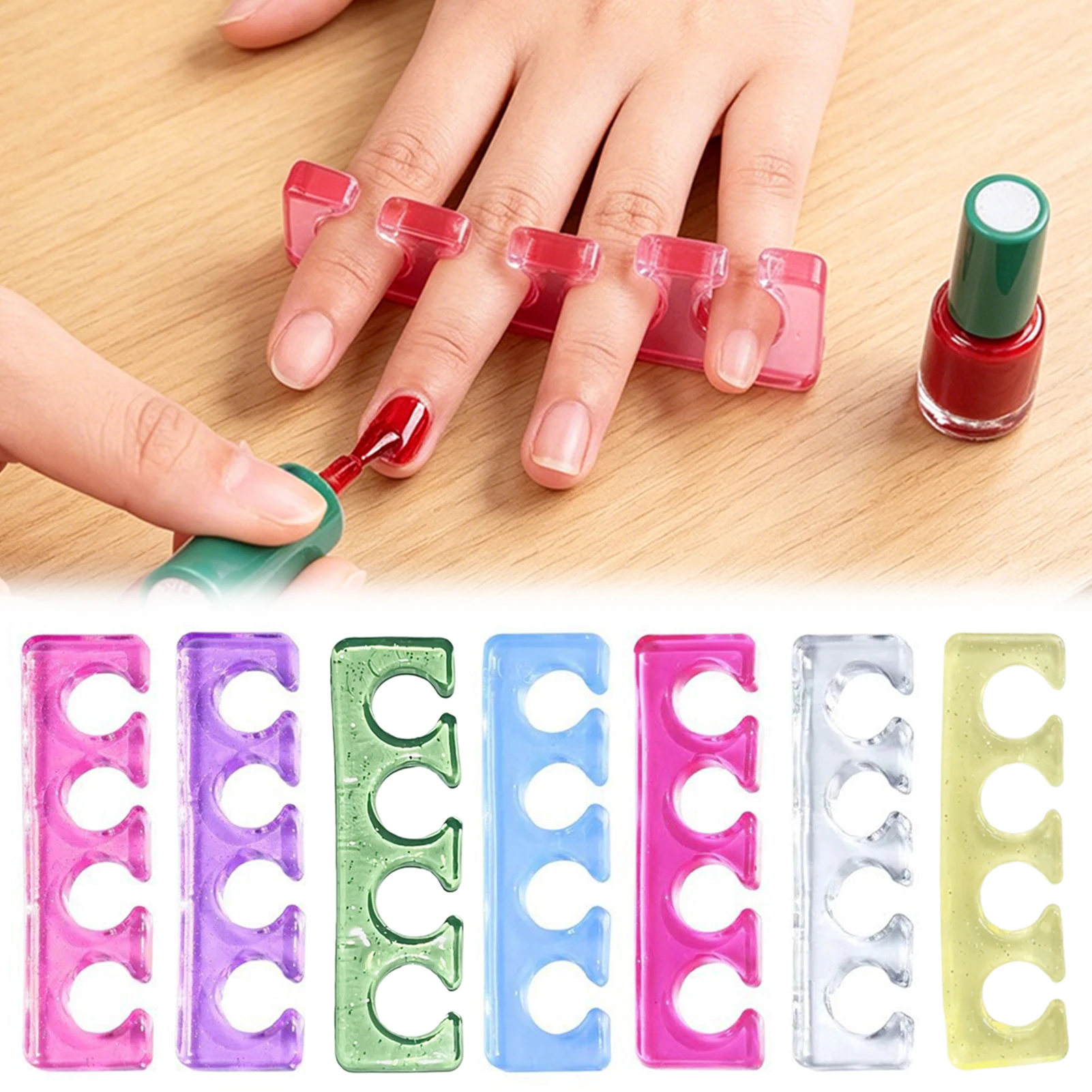 

6pcs Reusable Silicone Nail Separators, Comfortable Finger And Toe Spacers, Ideal For Nail Manicure Pedicure