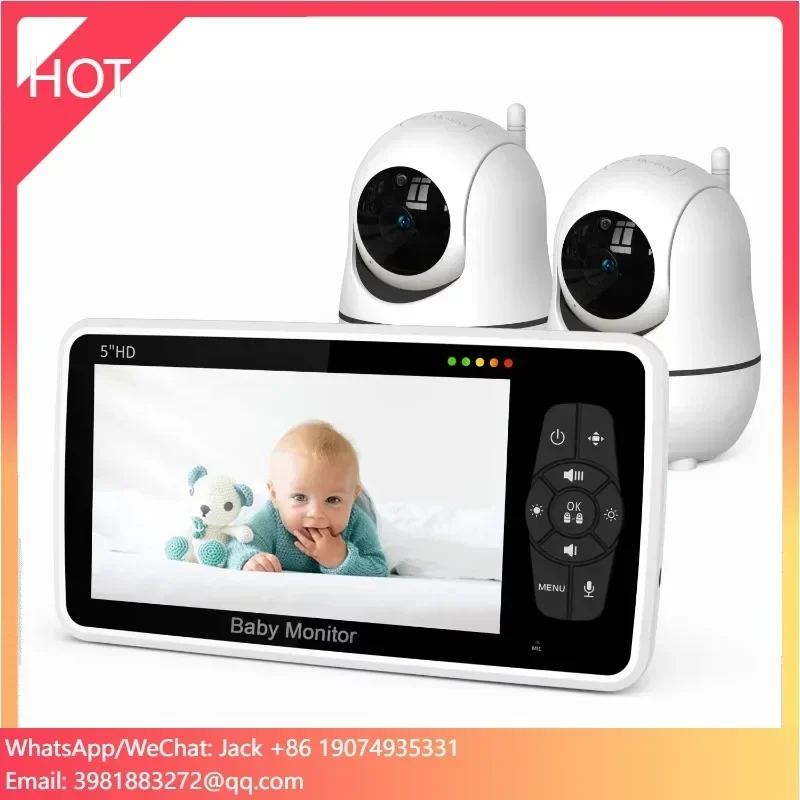 

5'' 720P HD Smart Baby with Two Cameras Baby Phone Pan Tilt Baby Camera with Video Two Cameras SM50(1+2)