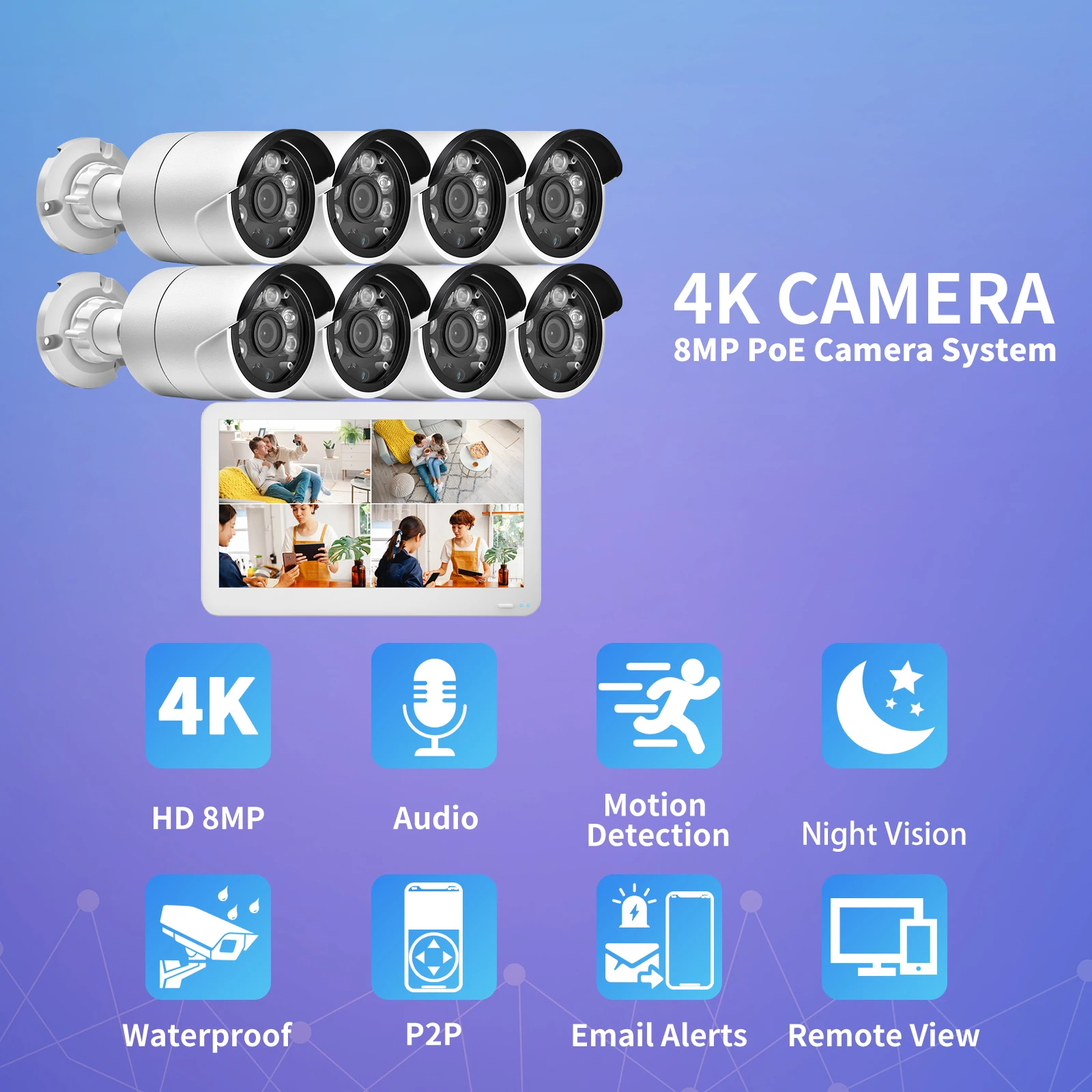 Outdoor face recognition IP camera 8CH 4CH 12 