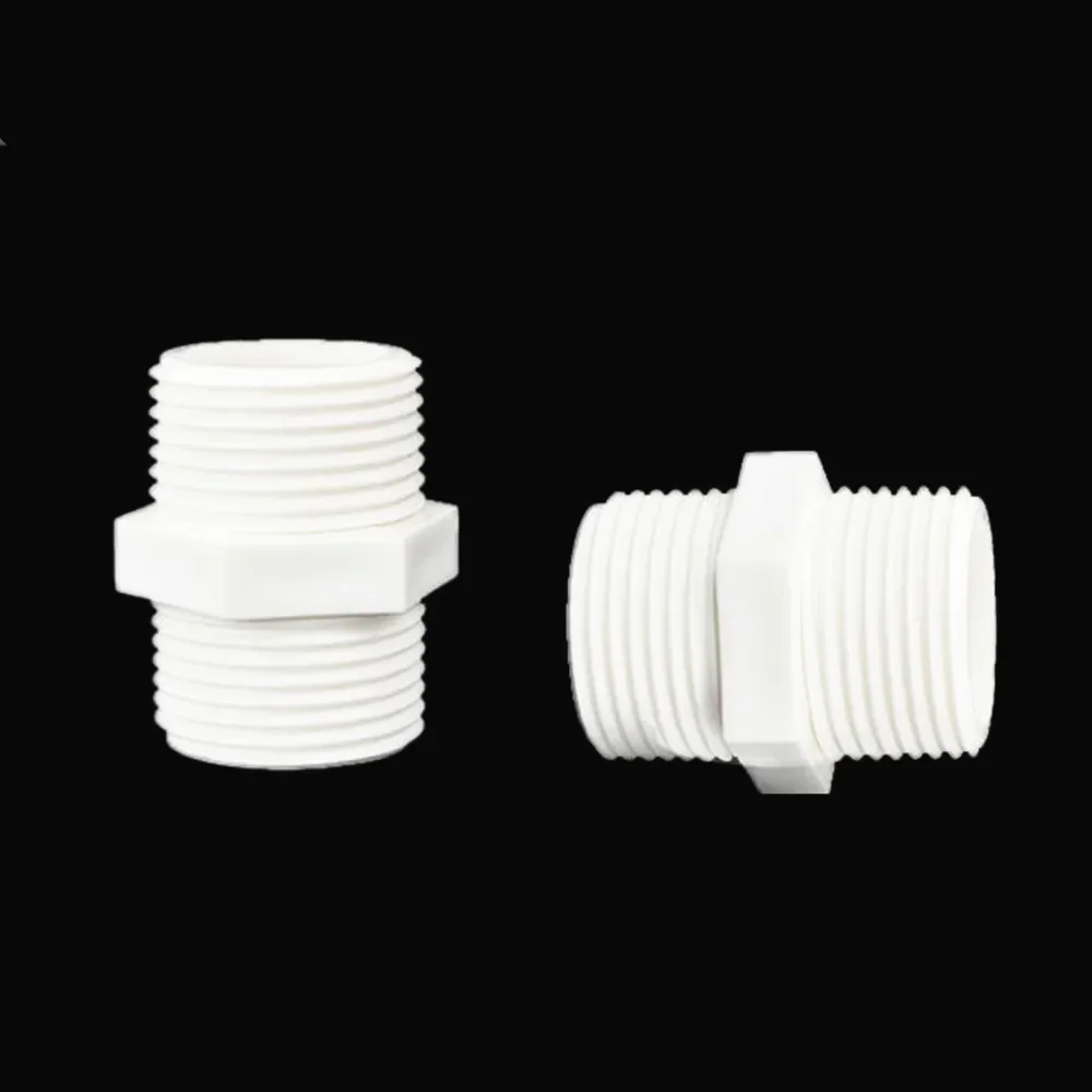 1Pcs PVC Male Adapter Water Pipe Fitting Double External Thread Straight Connector 20 25 32 40 50 63
