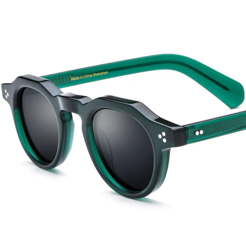 

2026 Retro Top Quality Polarized Green Frame Sunglasses Men Fishing Thick Fashion Glasses Women Eyeglasses Man for Small Face