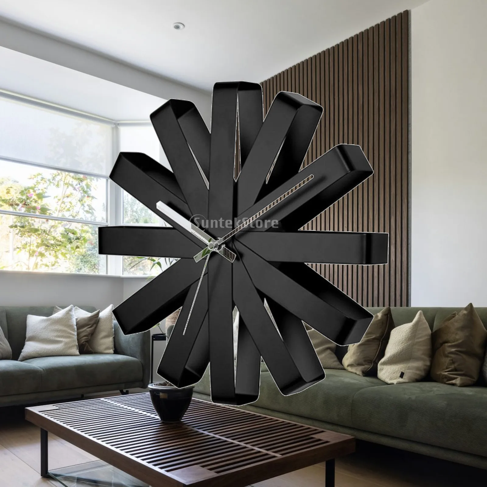 Sunray Wall Clock Compact Stainless Steel Geometry Luxury Modern Decor Wall Timepiece for Workplace