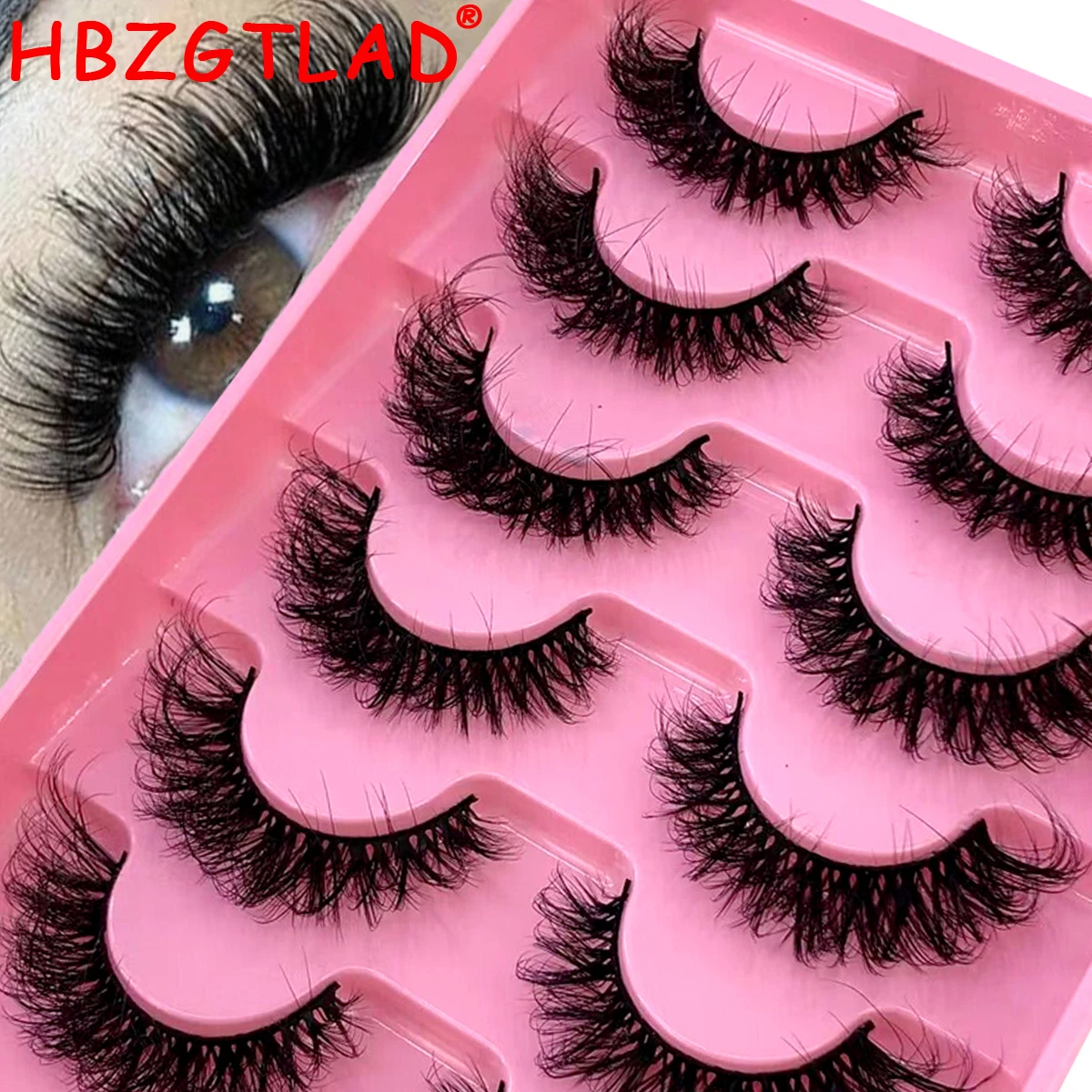 AMSDCN 6 Doppelte Flauschige 3D Künstliche Nerzwimpern, Kreuzförmig Gespitzte Flauschige Kurze Natürliche Wimpernverlängerung, Handgefertigt, Wiederverwendbar für Augen-Make-up