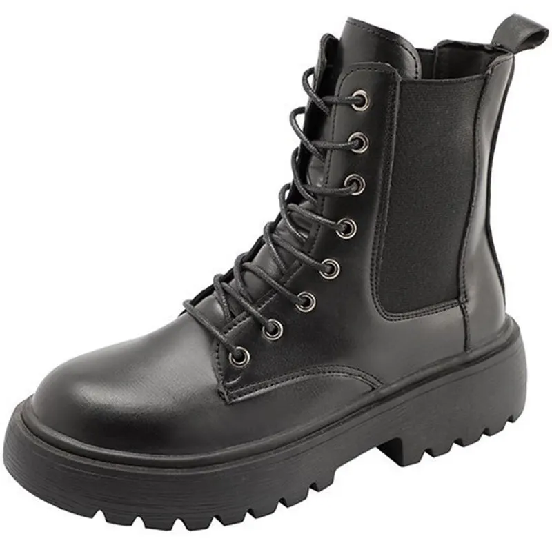 Outono inverno botas femininas botas de motocicleta senhoras salto médio moda singleand botas quentes sola grossa botas femininas Жletiеса quoiги