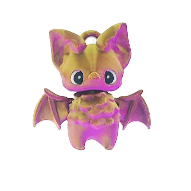 Cute Mini Bat Toy Creative 3D Printing Bat Halloween Horror Decoration Backpack Keychain Pendant Decoration Joint Movable Figure