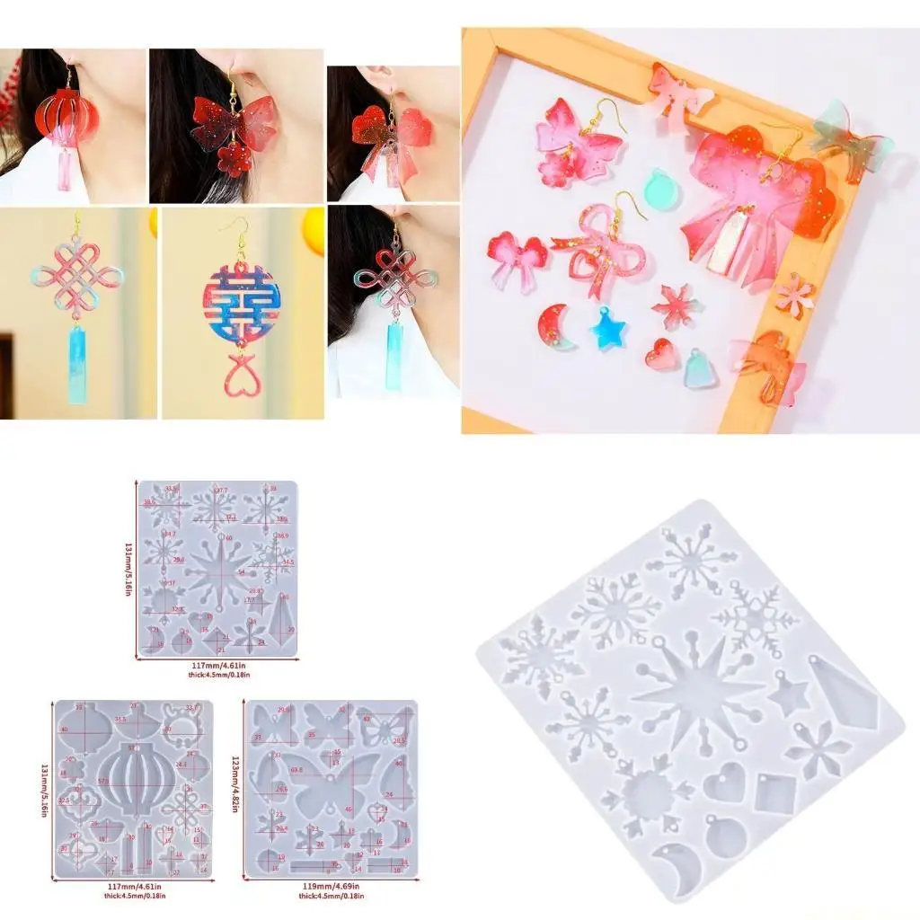 

D46E силиконовая форма для сережек ручной работы китайский бант орнамент кулон брелок формы DIY