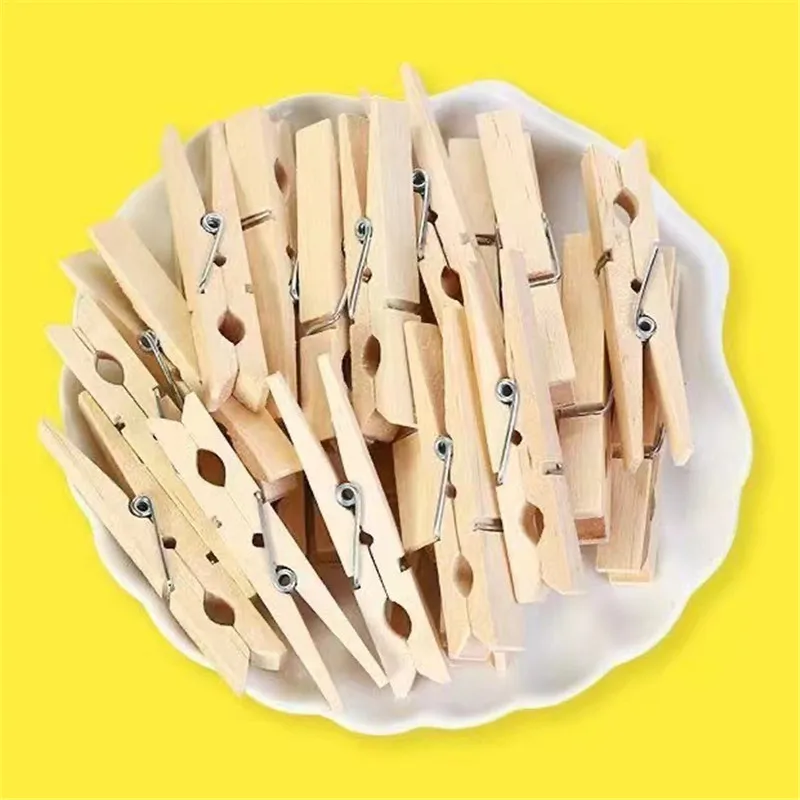 200Pcs Clip di plastica trasparente mollette a molla in legno per vestiti di carta fotografica Craft Strong Edge Clip decorazione della casa H77218