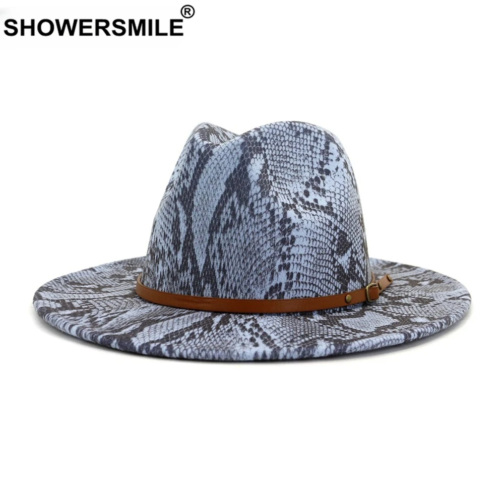 

Fashion New Design Green Felt Jazz Fedora Hat Snake Skin Pattern Women Men Wide Brim Panama Party Male Female Trilby Cap Chapeau