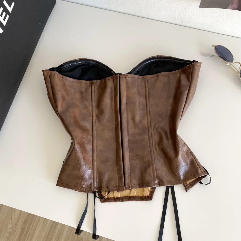 Chic Vintage Draw String split off shoulder Tank Top Korean Fashion autumn Women Sling Crop Top