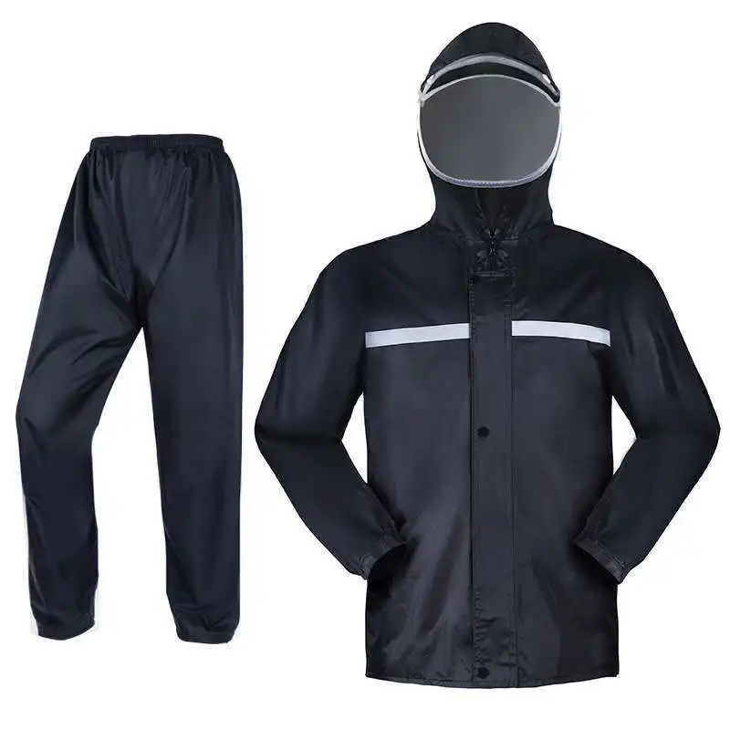 Raincoat Rain Pants Suit Motorcycle Raincoat Coat Men\'s Long Full-length Thickened Raincoat Rainstorm Proof Riding