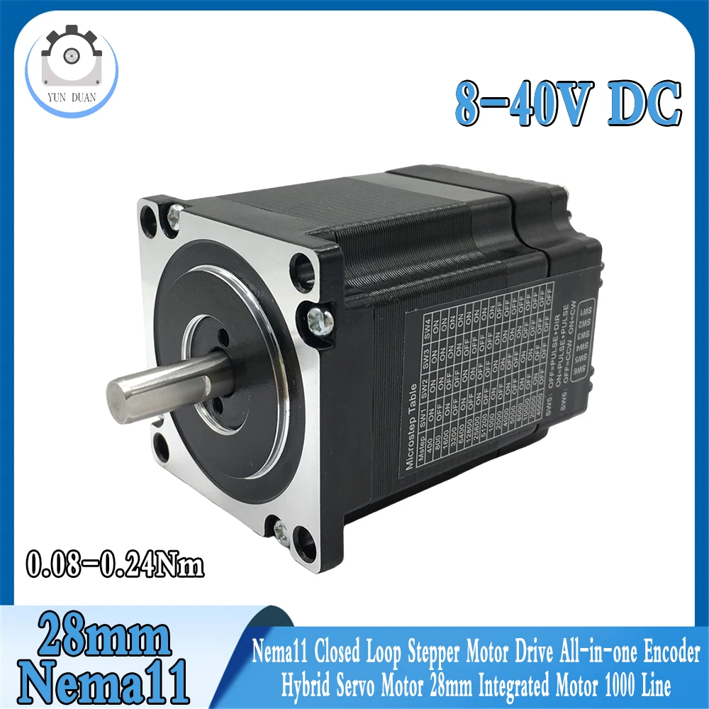 

Nema11 Closed Loop Stepper Motor Drive All-in-one Encoder Hybrid 5mm Shaft Motor 28mm Integrated Motor 1000 Line 0.08Nm-0.24Nm