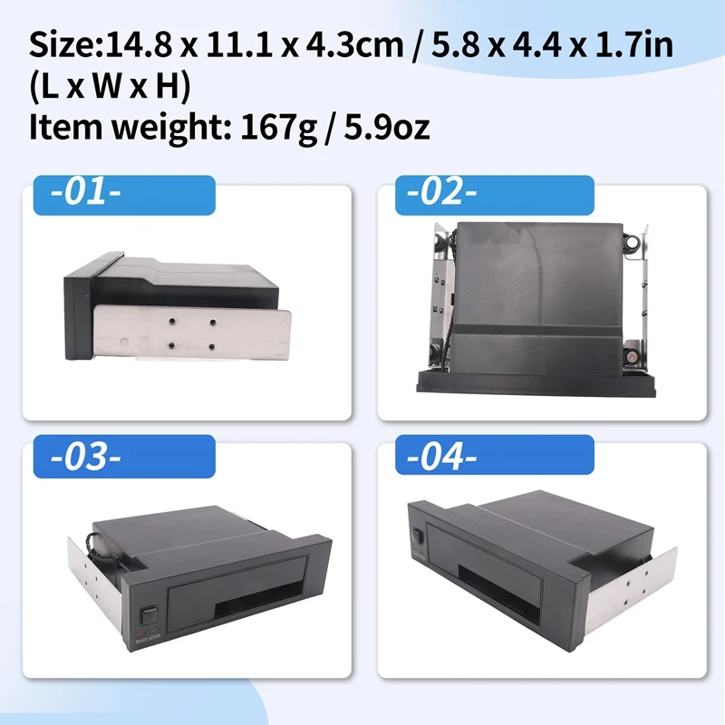 Practical 5.25 Inch Internal Tray-Less Bay SATA III Hard Drive Backplane Enclosure Hot Swap Mobile Rack for 2.5/3.5 inch HDD
