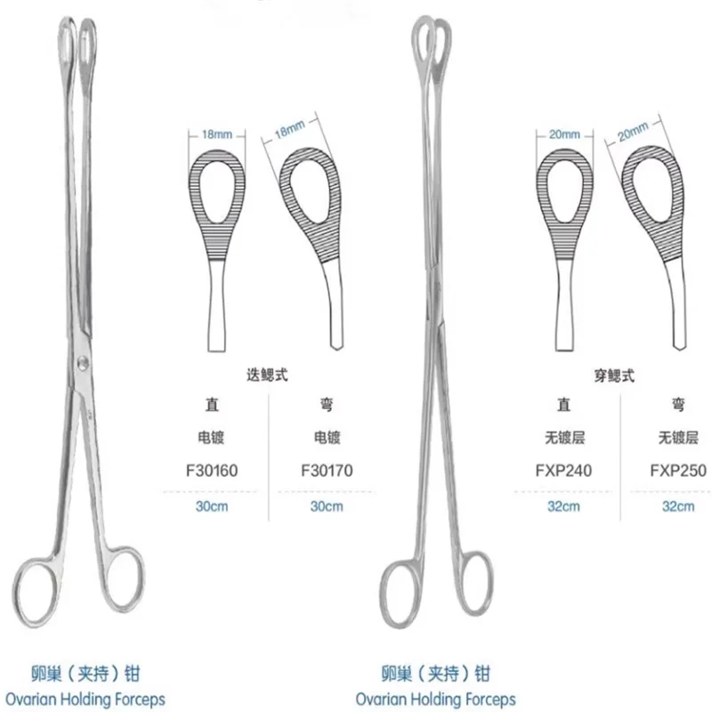 Admiralty ovarian clamping forceps large-head sponge forceps ovary garden forceps toothed holder obstetrics and gynecology surgi