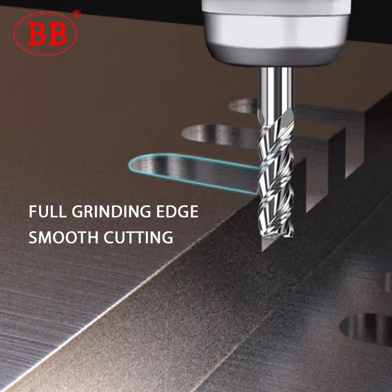 BB 3 Flutes Teeth 1.1mm~13.7mm Carbide End Mill CNC Cutter Decimal Point Diameter Aluminum Copper Mini Tool Wood Acrylic HRC55