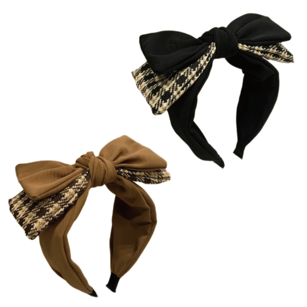 

Double Layered Bow Headband Fashion Checkered Design Hair Accessory Suitable for Daily Use Elegant Sweet and Cute Headband