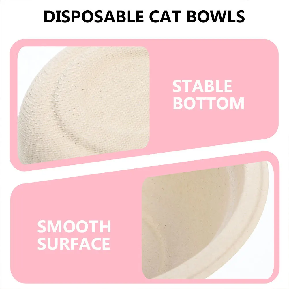 

10Pcs Disposable Pet Feeding Bowls Stable Wheat Straw Pulp Cat Dog Food Water Tray Travel Outdoor Bowl Disposable Pet Food Bowls