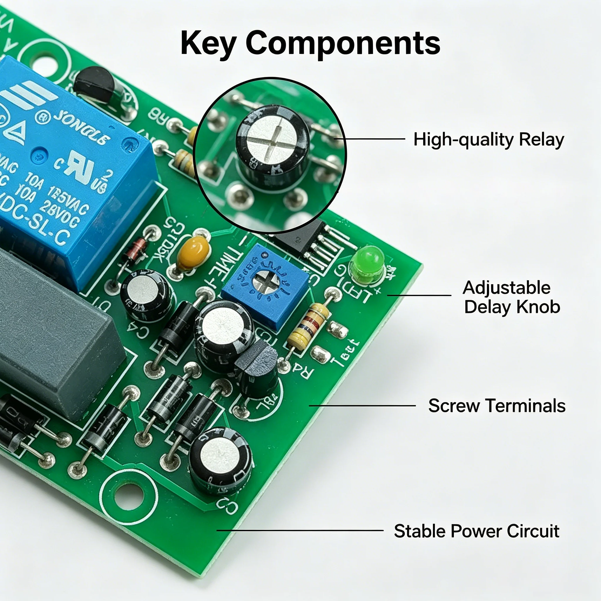 AC 220V 230V Timer Delay Switch Module Input/Output Timing Relay Turn On/Off Time Control Board for Electronic Projects