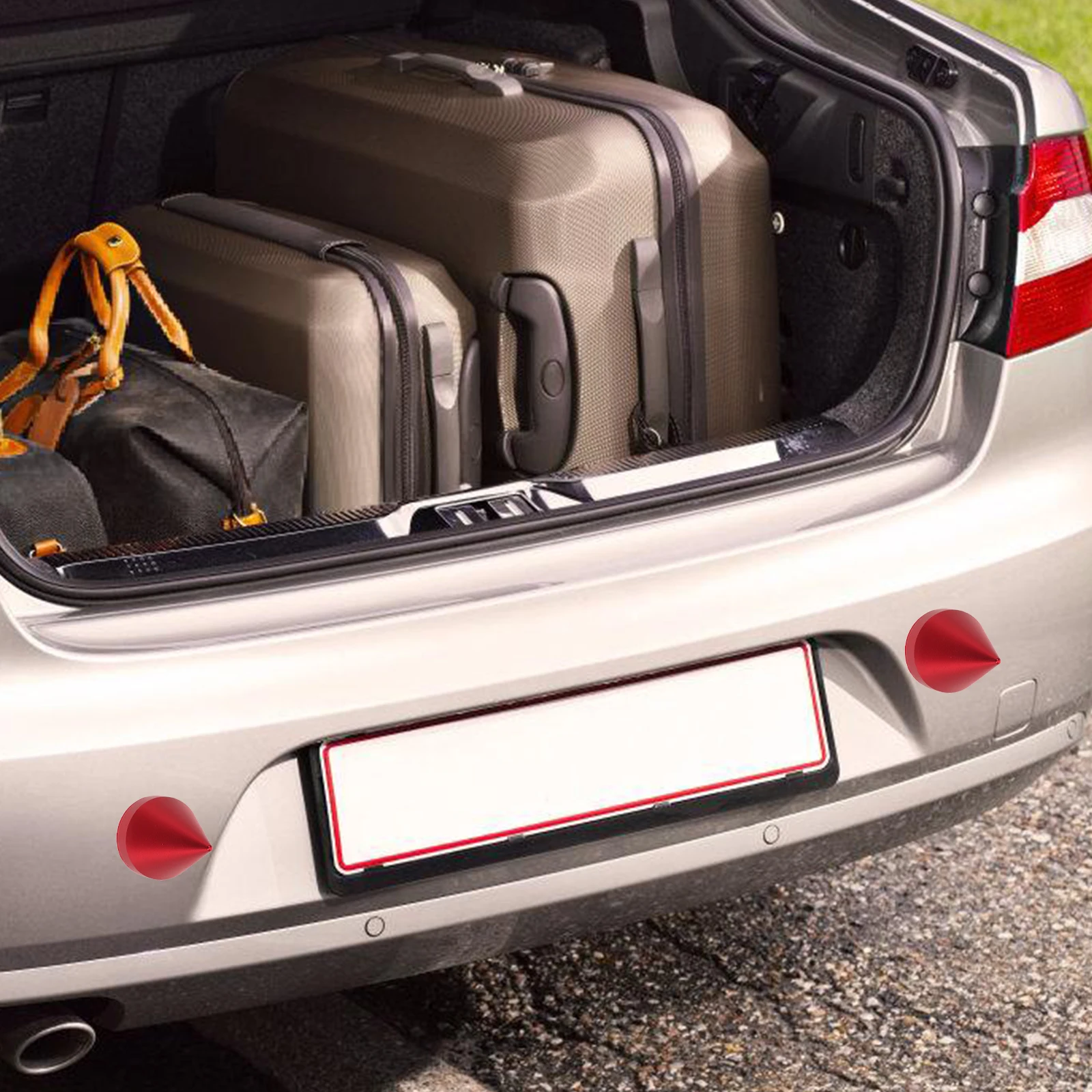 

Aluminum Alloy Car Tail Cone Stickers Universal Bumper Guards Durable Lightweight Protector Spikes Rear Accessories