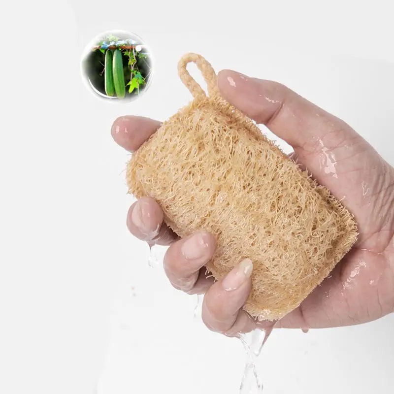 

3Pcs Natural Loofah Exfoliating Sponges - Gentle Body Scrubber for Shower & Bath, Bamboo Fiber Cleaning Pads Pot Brush
