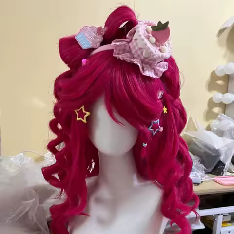 New Pony Pinkie Long Curly Wig Cosplay Peripheral Play Anime Figures Party Performance Exquisite Pink Wig Wavy Curls Party