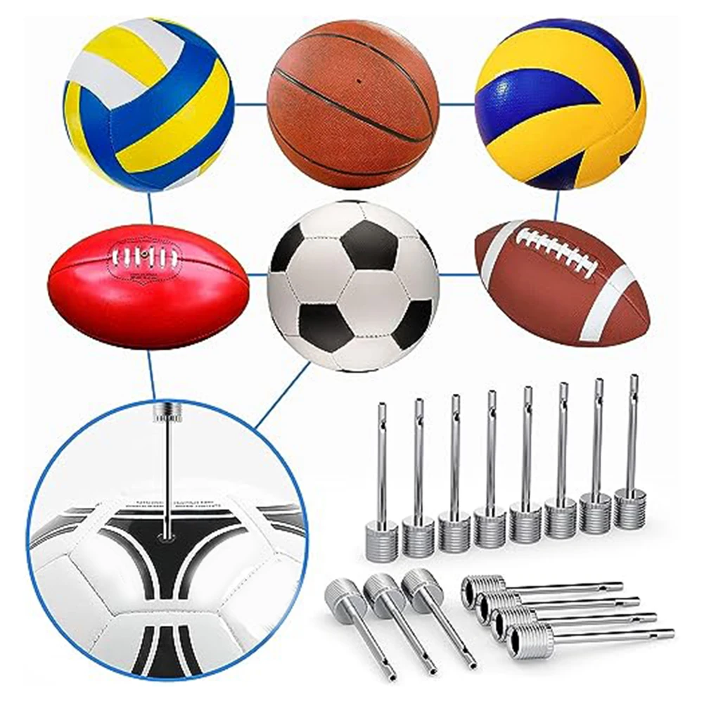 100Pcs/Lot Sports Ball Inflating Pump Needle For Football Basketball Inflatable Air Valve Adaptor Stainless Steel Pump Pin