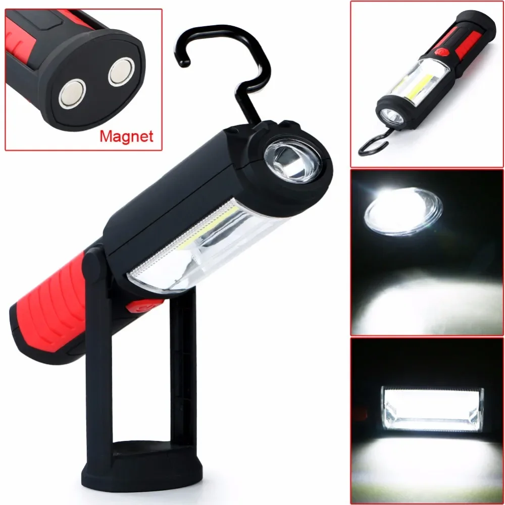 Mini Flashlight Torch LED Work Light Inspection Lamp COB Garage Magnetic Maintenance Light for Camping Tent Lantern Hook