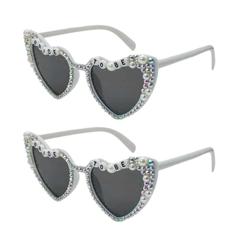 

ABXF-Bridal Sunglasses Heart Shaped Glasses Women Bridesmaids Bridal Photo Tools Gift Accessories