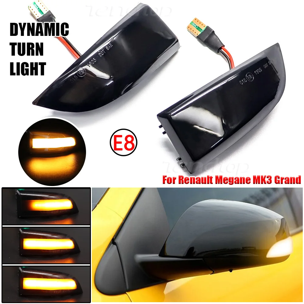 Dynamic Turn Signal Sequential Light Side Mirror Indicator For Renault Megane MK3 Laguna III X91 Scenic Fluence Latitude Safrane