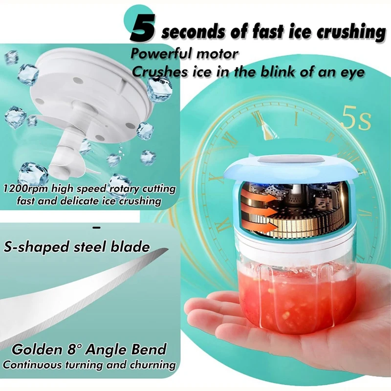 Ice Crushers For Home Small Portable Ice Shaver Ice Crusher Machine For Shaved Ice For Family,Picnic,Camping 8.5Oz