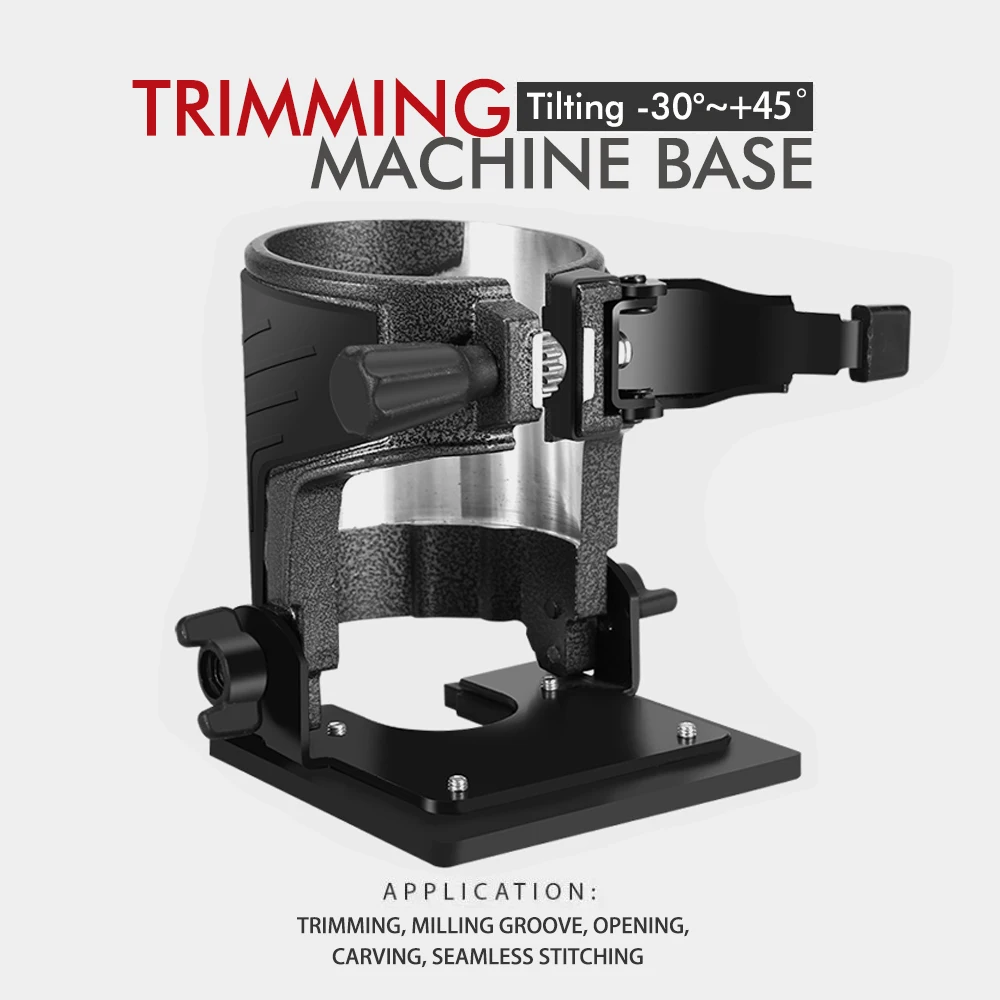 Woodworking Tilting Aluminium Alloy Trimming Machine Base Guard Adjustable Angle Suitable for Calibre 65mm Trimming Machine