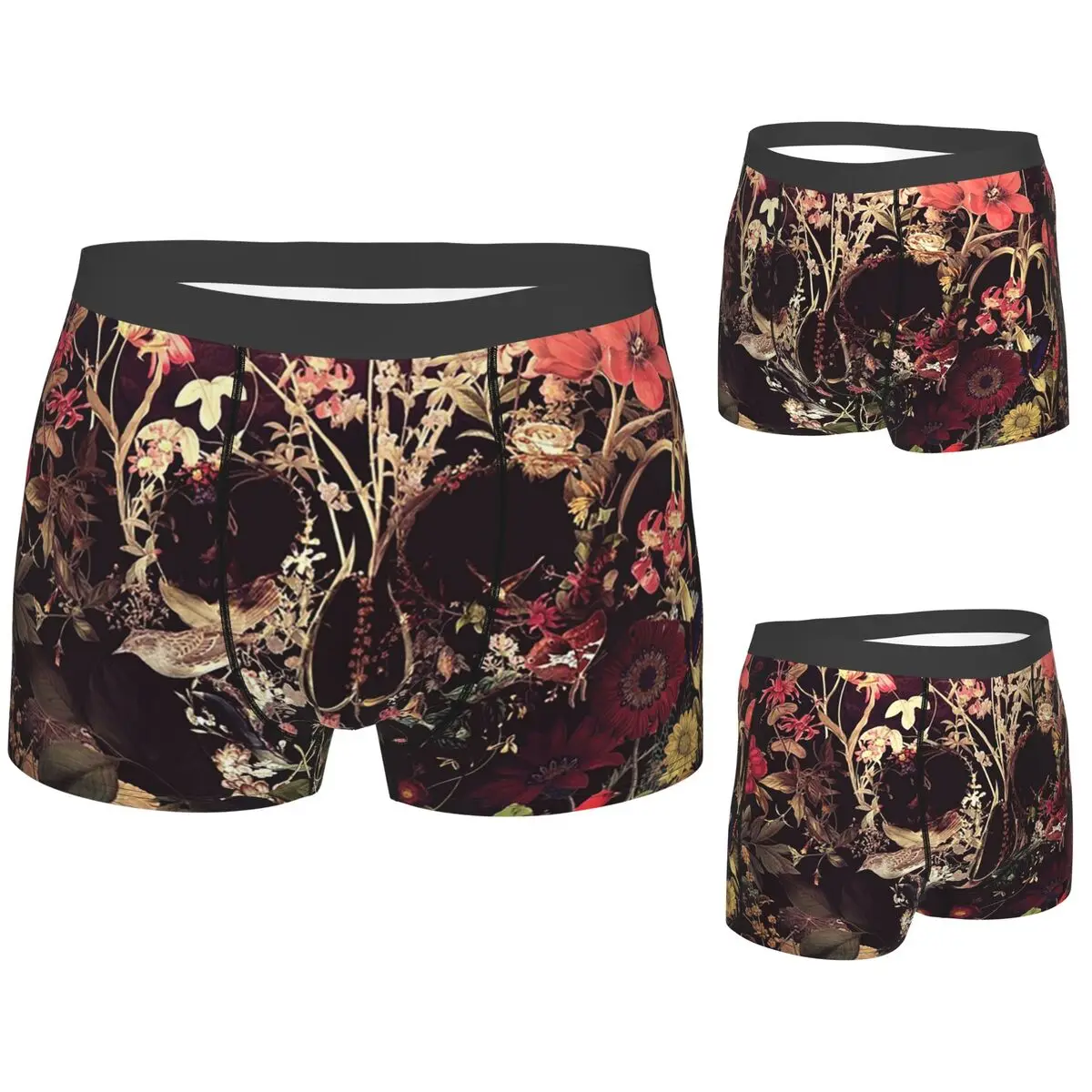 

Boxer Underpants Shorts Bloom Skull Panties Men's Ventilate Underwear for Homme Man Boyfriend Gifts