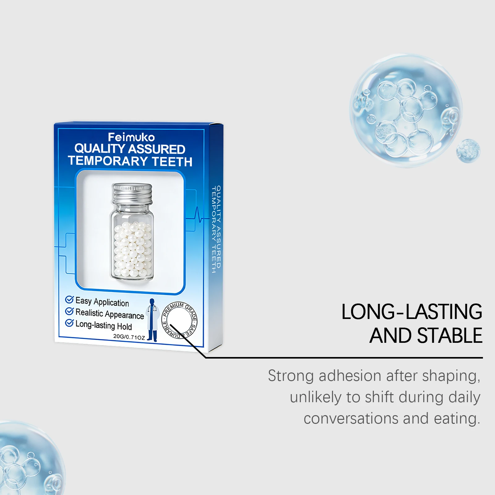 Feimuko Temporary Tooth Filler Gaps Missing Teeth Soft Flexible Comfortable Fit Natural Looking Easy Mold DIY Repair Filler Bead
