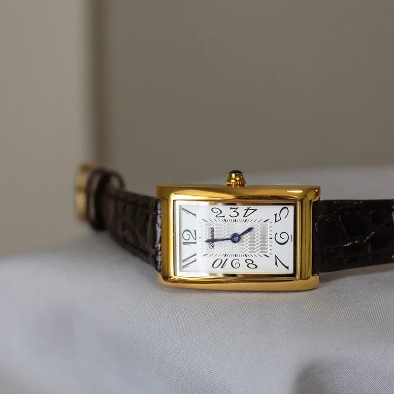 

New Rectangular Vintage Leather Strap Women'S Watch, Antique Watch, High-Quality Watch, Women'S Watch Series, Women'S Gift.