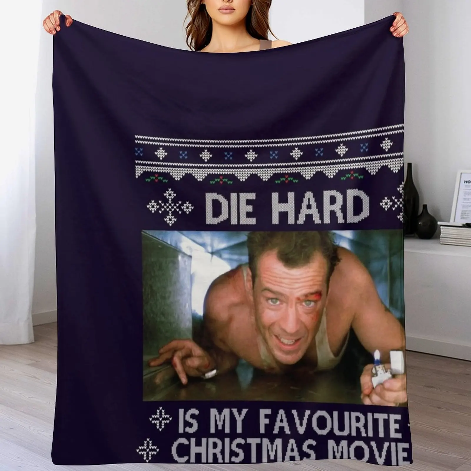 

Die Hard Is My Favourite Christmas Movie Throw Blanket Nap Hairy Blankets