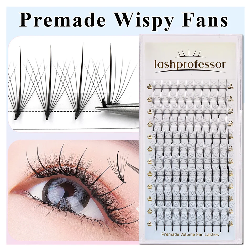 

Lashprofessor Premade Wispy Fan Lashes Russia Volume Fans Eyelash Extension 3D/5D/7D/9D Individual Sandwich Faux Mink Spike Lash