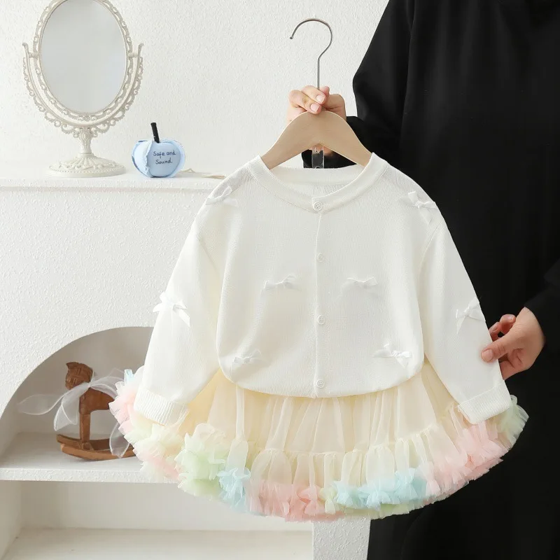 Girls Dress Clothes Sets Summer Children Sun-proof Clothing Thin Coats Skirts 2pcs Princess Suit For Baby Party Outfits Kids 6Y 3